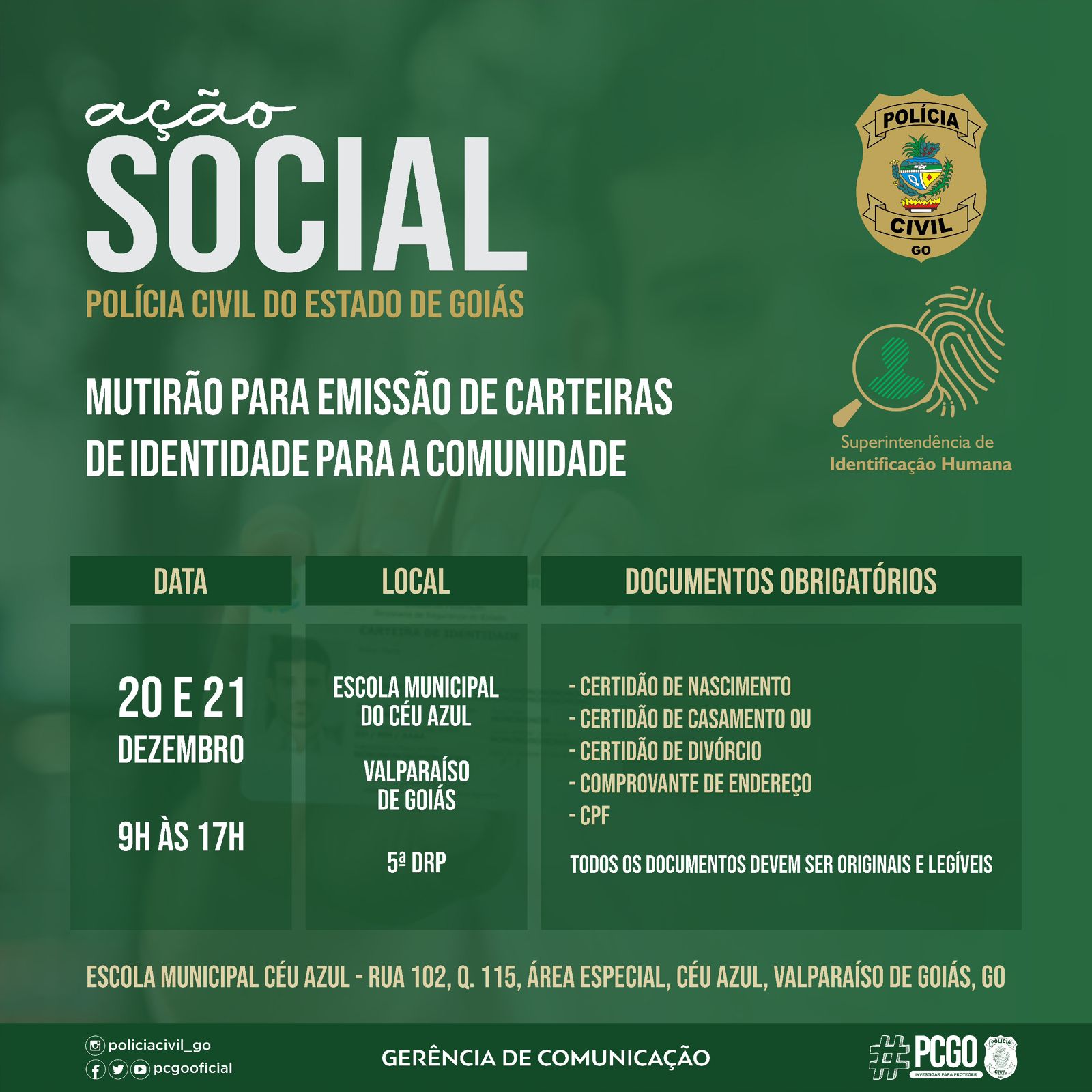 POLÍCIA CIVIL REALIZA AÇÃO PARA EMISSÃO DE CARTEIRAS DE IDENTIDADE