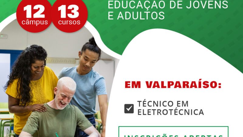IFG VALPARAÍSO ABRE INSCRIÇÕES PARA CURSO TÉCNICO EM ELETROTÉCNICA NA MODALIDADE EJA