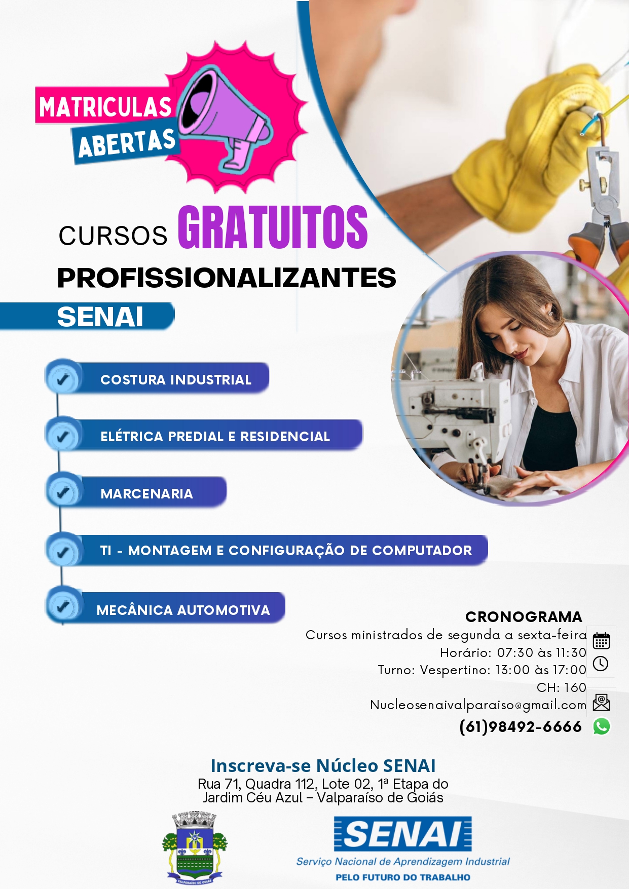 CURSOS PROFISSIONALIZANTES GRATUITOS SENAI – MATRÍCULAS ABERTAS!