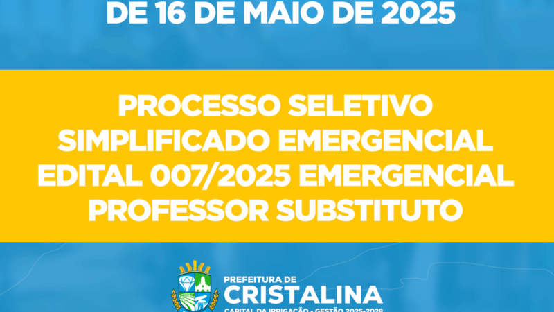 PROCESSO SELETIVO EMERGENCIAL PARA PROFESSOR SUBSTITUTO NA ZONA RURAL